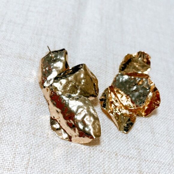 Hammered flower earrings N190 - Picture 6 of 6